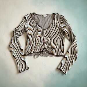 PULL & BEAR Swirl Pacific Republic Long Sleeve Top Size Large